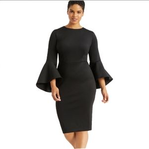 Eloquii Flare Bell Sleeve Scuba Shift  Dress